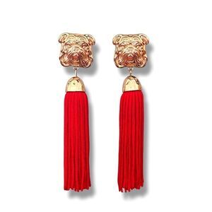 Georgia Bulldogs Tassel Drop Fringe Earrings